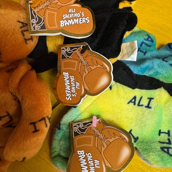 90's Vintage Salvino's Bammers Muhammad Ali Bear Bee & Butterfly Set Beanies NWT - Picture 9 of 11